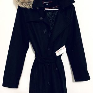 Women’s Long Black Trench by Alpine Swiss